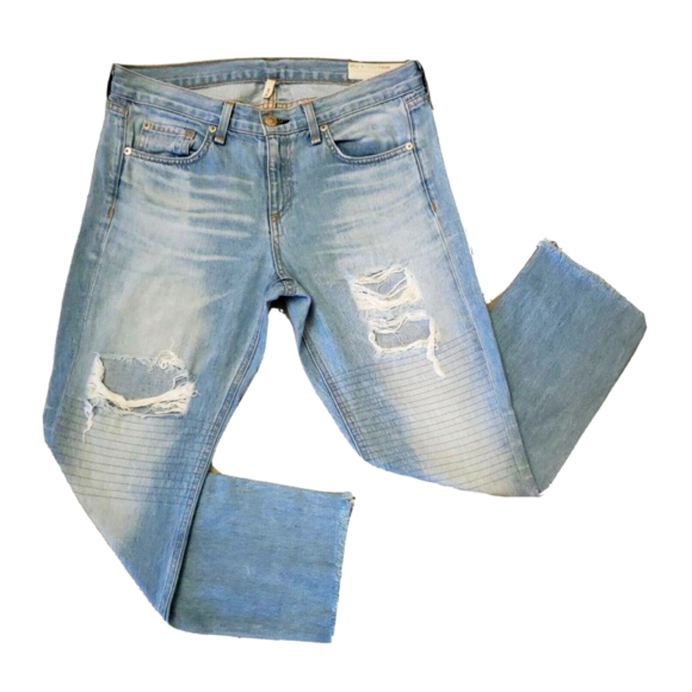 Rag & Bone The Dre Jean Denim Distressed Frayed Hems In Convoy Size 28(30×25) - Picture 2 of 7